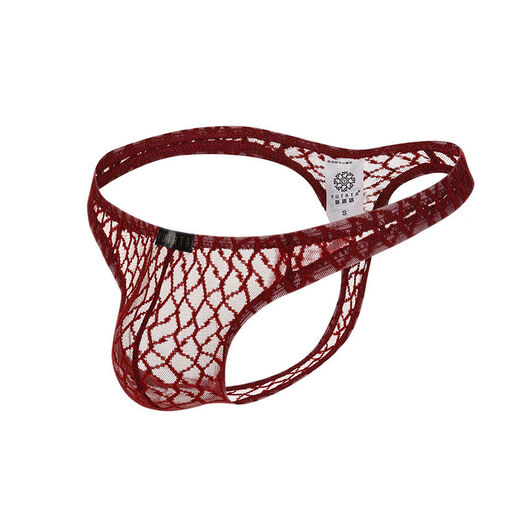 Men's thong sexy transparent lace U convex elastic youth fashion mesh breathable elastic see-through temptation trend white M105122Jin Jin equals 0.5 kg