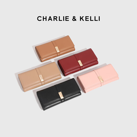 CHARLIE&KELLI Brand CK Light Luxury Wallet Women's 2025 New Simple Premium Wallet Long Hand Coin Purse Card Holder Integrated Red