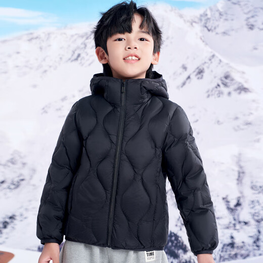 Yalu Children's Clothing Children's Down Jacke 2025 Neue Herbst- und Winterjungen und Mädchen echte 90 Ente Down Dünne mittelgroße und große Jacke Schwarz hochgefülltes Samt 15054g Single-Größe ohne Spezifikationen