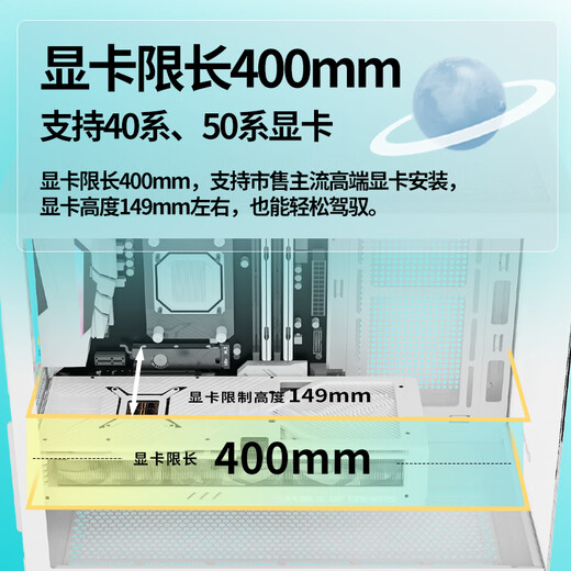 Châssis de salle blanc avec vue sur la mer Great Wall Vision S1W PLUS (carte mère MATX/verre double face/360 positions de refroidissement par eau/9 positions de ventilateur/USB3.0/filtre anti-poussière/carte graphique longue)