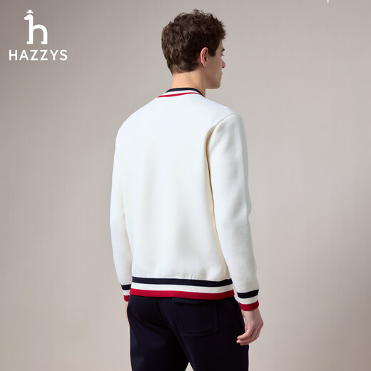 HAZZYS Men's Autumn Wool Jacket HRC Baseball Collar Zipper Sweater Men ABYZD0CDDD5 Beige OW 2XL (185/104A 52)