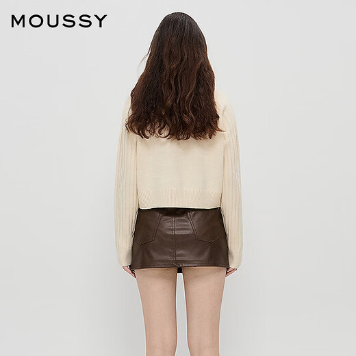 
Moussy2025 early autumn new dark gothic pattern short knit sweater sweater for women 028IAZ70-1019 013 ivory color equal size