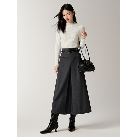 JUZUI romantic French hollow lace slim inner top for women 2025 autumn new style JTFQ80102 off-white L