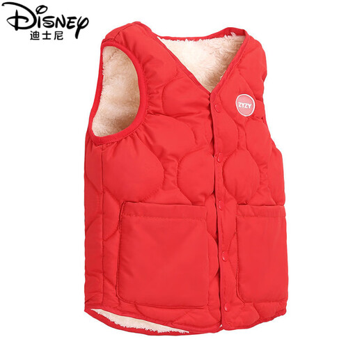 Disney (Disney) children's vest baby boys and girls plus velvet thickened baby vest spring, autumn and winter wear inside and outside down cotton vest black plus velvet 100