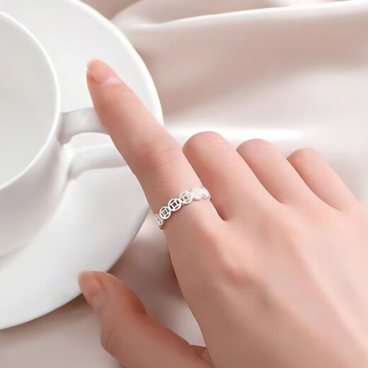 Pure silver fortune copper coin ring for men and women, closed-mouth silver ring, retro money tail ring, gift transfer, 3mm Qianduoduo ring, No. 16