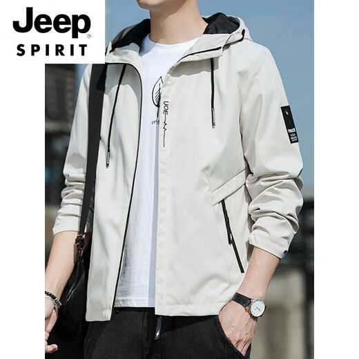Jeep Spirit Autumn Jacket for Men 2025 Nouveau printemps et automne veste en veste en vrac de couleur courte à capuchon