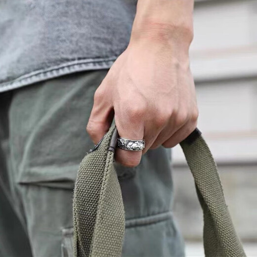 MZMZ platinum ring pt950 platinum single segment plain ring six-character mantra Valentine's Day birthday gift for boyfriend when/next day delivery-Light Luxury Lucky Pixiu Ring