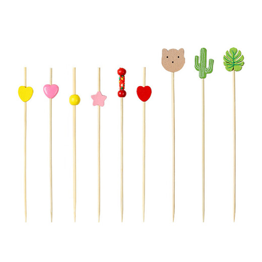 Carole disposable fruit skewers bamboo skewers flower skewers fruit forks creative art toothpicks cocktail skewers burger skewers commercial fruit inserts yellow pineapple 12cm (100 pieces)