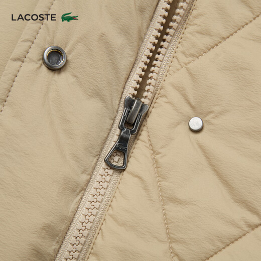 LACOSTE French Crocodile Women's 25 Autumn New Diamond Quilted Hooded Cotton Jacket | BF2493 02S/Milk Coffee S 36