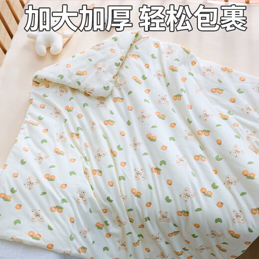 Racon 600g thickened blanket, newborn baby blanket, newborn pure cotton autumn and winter bag, single delivery room thickened swaddling bag, orange bear, beanie velvet 600g 90*90, plus velvet and thickening