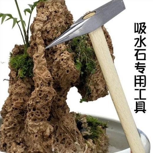 Water-absorbing stone water-absorbing rock rockery bonsai raw material rough stone special chisel landscape bonsai DIY carving pick 300g chisel comes with moss + 5 varieties of grass seeds