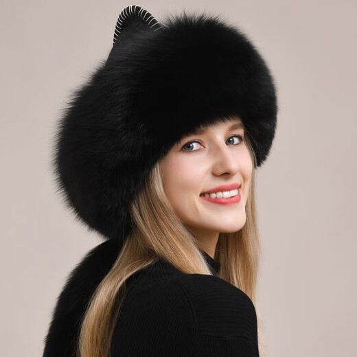 Yinghui fox fur hat for women and men in winter Northeastern ear protection warm genuine leather Mongolian hat ethnic style fur hat for women winter silver fox true color M head circumference 56-58cm