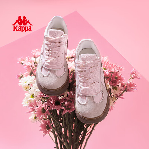 KAPPA women's shoes thick soles German training shoes for women 2025 autumn new pink versatile board shoes for women casual sneakers for women milk tea powder single layer 36 (225mm)