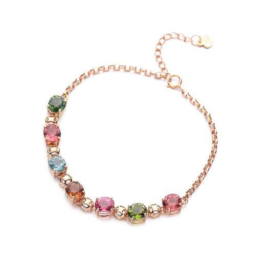 Jiaye 18k natural colored treasure, Brazilian tourmaline green and red bracelet, diamond and gem inlay, hand jewelry, picture color