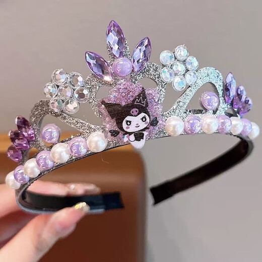 Indian (ENRMIIV) children's Princess Elsa Crown Headband Girls 2025 New Rhinestone Pearl Headband Little Girl Kuromi Headband Blue Elsa