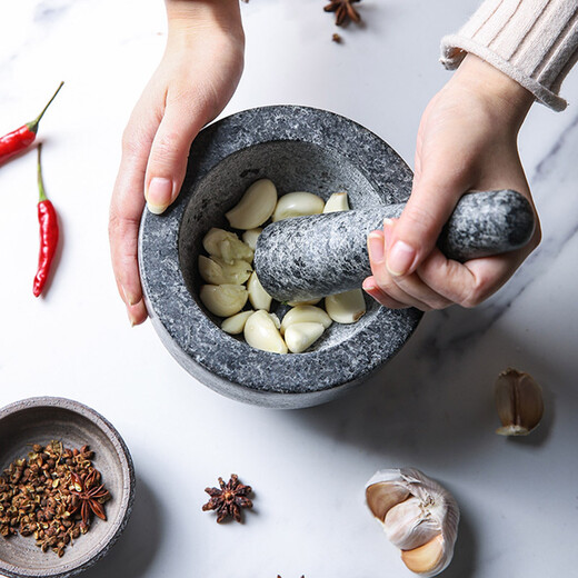 All-purpose marble garlic pounder, garlic mortar, garlic press, garlic masher, stone mortar, household grinder, medicine pounder, ginger pounder