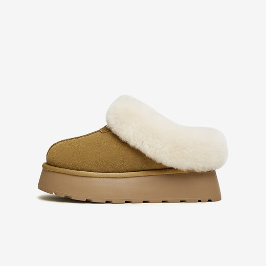 TATA snow boots 2025 winter thick-soled plush boots warm low-top cotton shoes furry women's shoes WDX17DM5 yellow/white 36