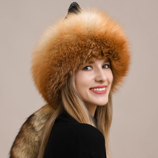 Yinghui fox fur hat for women and men in winter Northeastern ear protection warm genuine leather Mongolian hat ethnic style fur hat for women winter silver fox true color M head circumference 56-58cm
