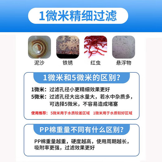 Drill core water purifier filter universal 10-inch flat mouth PP cotton filter pre-filter water purifier accessories