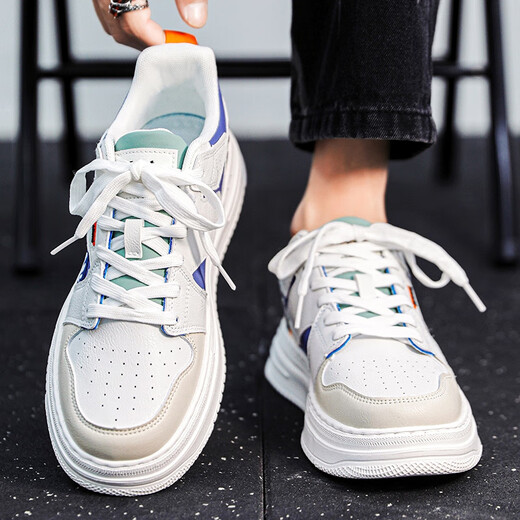 Anta men's shoes for summer breathable and versatile casual board shoes Internet celebrity junior high school students sports height-enhancing small white trendy shoes autumn 9195 white green 41