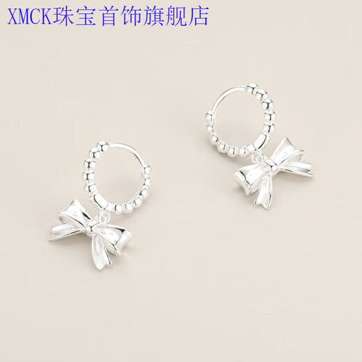 XMCK Old Phoenix 999 Pure Silver 2025 New Bow Earrings Fashionable Japanese and Korean Design Earrings Temperament Versatile 925 Silver Bow Pearl Earrings