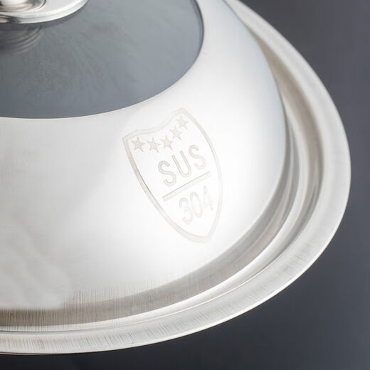 Ye Yu household 304 stainless steel pot lid wok lid wok lid large transparent pot lid combination lid glass lid universal food contact lid black handle 26cm suitable for pots with an inner diameter of 24-25.5cm