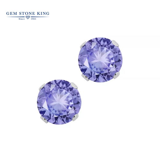 GEM STONE KING 1.25 carat 5mm tanzanite earrings 925 silver colored gemstone earrings for women exquisite classic earrings for women