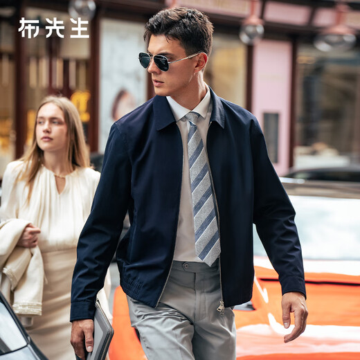 Mr. Bu Fashion Lapel Jacket Men's 2025 Autumn and Winter New Business Commuting Windproof and Quick-drying BT16921 Deep Sea Blue L (175)