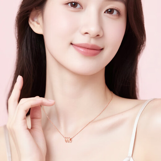 CHINA GOLD Small waist 18k gold necklace for women 2025 new color gold pendant birthday gift for girlfriend and wife wedding anniversary 18k gold sparkling small waist + K gold chain