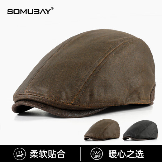 SOMUBAY (SOMUBAY) new autumn and winter dad hat men's lightweight breathable beret middle-aged and elderly grandfather retro fashion warm forward hat brown one size (55-59CM)