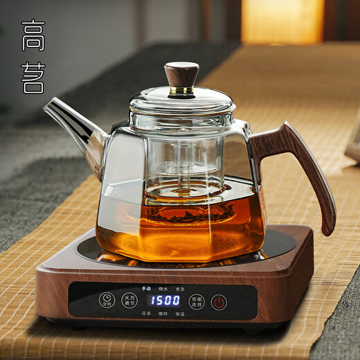 Gaoming (gaoming) 2025 New Chinese Tea Maker Set Intelligent Ultra-Thin Electric Ceramic Stove Side-Handle Glass Teapot Home Tea Drinking Set Eight Views Pot + Gefan Stove