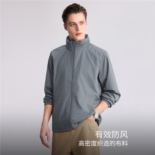 Giordano windproof jacket men's spring new solid color hooded mesh sports windbreaker jacket for men 13075827 66 logo navy blue XL