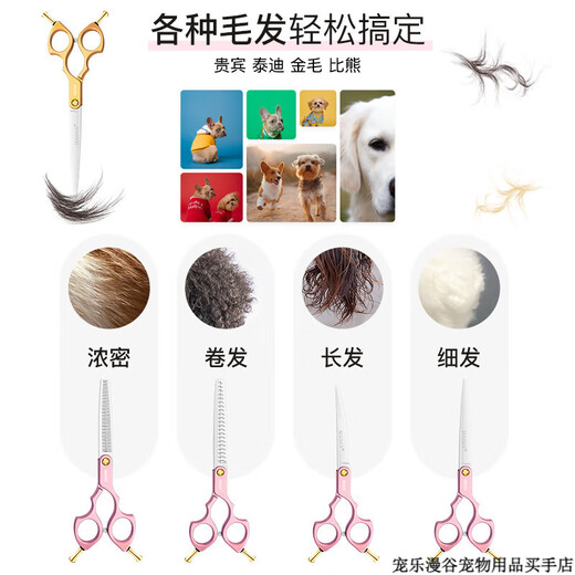 MADAN Pet Grooming Scissors Small Curved Scissors Straight Scissors Teeth Scissors Fish Bone Scissors Teddy Shearing Scissors Aluminum Alloy Gold 6.5 Straight Scissors