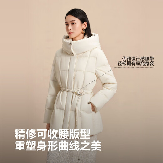 Bosideng (BOSIDENG) 25 New Down Jacket Women's 90 Goose Down Short Style Business Commuting Quiet Luxurious Style Waist Warm Jacket Same Style as Shopping Mall Trend Recommendation Pearl Beige 8H35 M 165/88A Weight Approximately 110-120 Jin Jin is equal to 0.5 kg