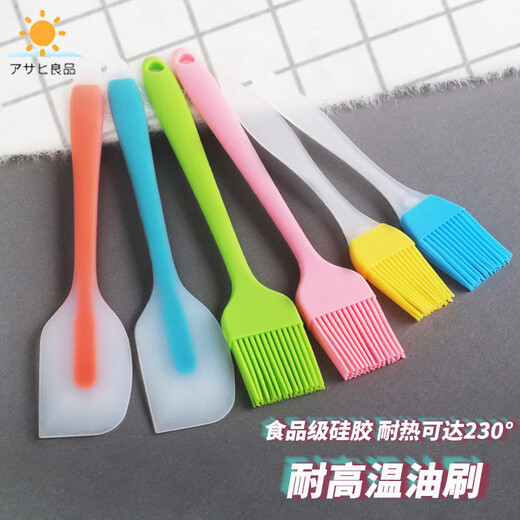 Huanjin high temperature resistant silicone spatula baking tools cream spatula mixing spatula household 6-piece set medium integrated brush 1 + medium translucent spatula 1