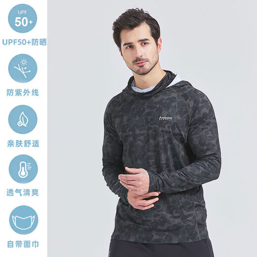 Amadeus Fishing Sun Protection Clothing for Men Plus Size Ice Silk Lua Face Covering Breathable Quick-Drying Dry Clothes for Fishing Military Green Camouflage Face Mask Mesh Style XL