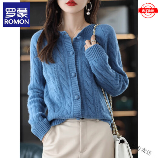 ROMON brand discount wool knitted cardigan women's wool tops spring and autumn loose large size sweater jacket for women 100% pure wool - coral red - top ten women's clothing one size fits all recommended 80-145 Jin Jin equals 0.5 kg