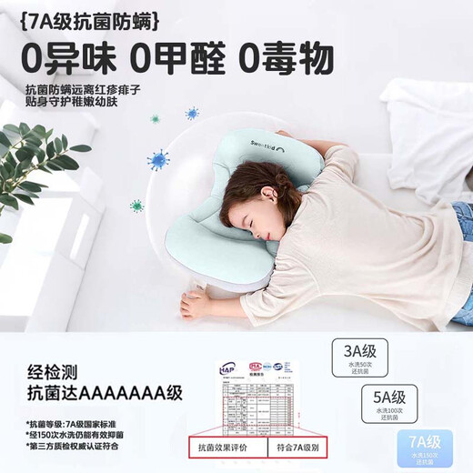 Bei Chuzhong children's pillow 3-6 years old neck pillow 6-12 years old adolescent pillow 15-18 years old primary school students 12 years old - 16 years old Category A T1 segment - blue suitable for 6 months - 3 years old 7A antibacterial maternal and infant grade special pillow for children 1-4-8 years old memory pillow to baby space partition pillow
