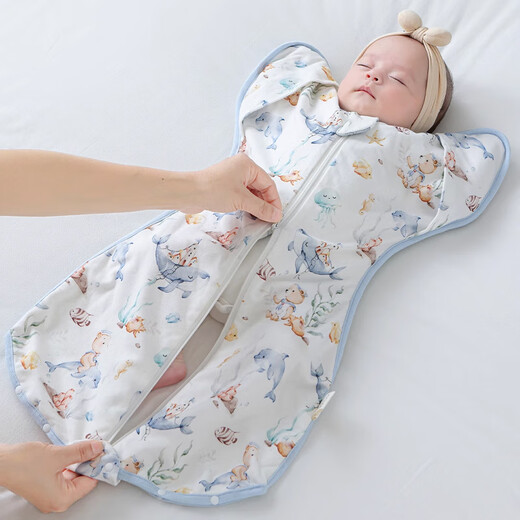 Racon newborn baby surrender-style anti-jump sleeping bag spring and autumn baby artifact all-season pure cotton anti-kick quilt Sky Castle-65*28cm recommended 60-70cm 10-18Jin Jin equals 0.5 kg baby