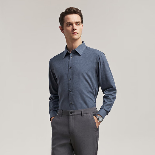 雅戈尔（YOUNGOR）雅戈尔【绒面蓄热升温】2025秋季新款商务休闲保暖长袖衬衫男 藏青 44