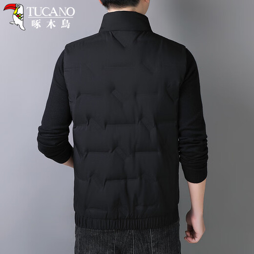 Woodpecker (TUCANO) down vest men's autumn and winter thin stand-up collar vest down jacket solid color jacket top men's black 3XL