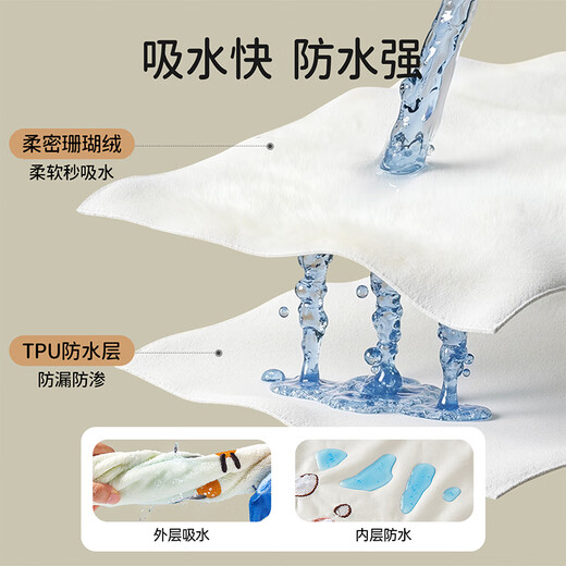 OUYUN children's washcloth baby mouthwash waterproof bib anti-moisture artifact multi-functional non-wet cloth kitten 50*30