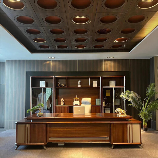 Aesthetic school new Chinese style solid wood boss desk desk North American black walnut executive desk president office manager supervisor desk and chair size customization (contact customer service)