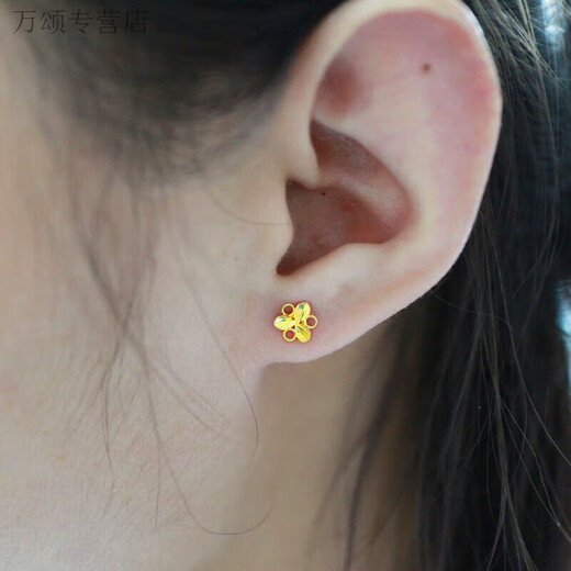 KZD Old Phoenix Old Phoenix Gold Earrings 9999 Pure Gold Earrings Men's and Women's Trendy Earrings Young Fashion Pure Gold Jewelry