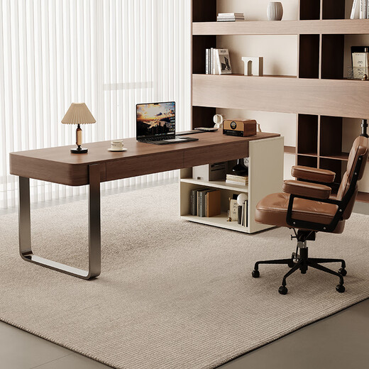 Silan Mengbei antique style solid wood desk adult desktop computer desk with drawers home study desk high-end workbench smoked solid wood desk (with socket) right hand cabinet 160x70x750cm