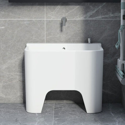 Yuanjiang elevado de apartamento pequeño de 50 cm de lavado de cuatro piernas Balcón de boba de la ferina de la cerámica de gran tamaño se puede conectar a la piscina de tres vías 13533* ancho 27* Altura 40 grifo montado en la pared