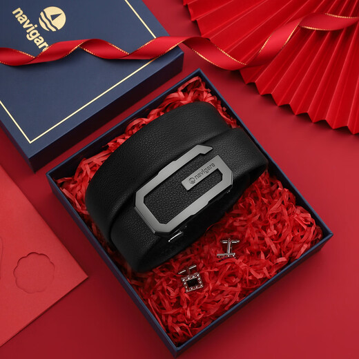 Navigare Italian small sailing belt men's automatic buckle belt cowhide inner buckle trouser belt birthday gift for boyfriend and husband