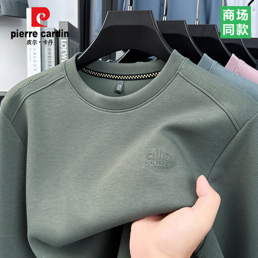 Pier Cardin Light Light Luxury Color sólido Sweinshirt para hombres Camiseta de manga larga 2025 Spring and Autumn Nueva camisa de base superior informal