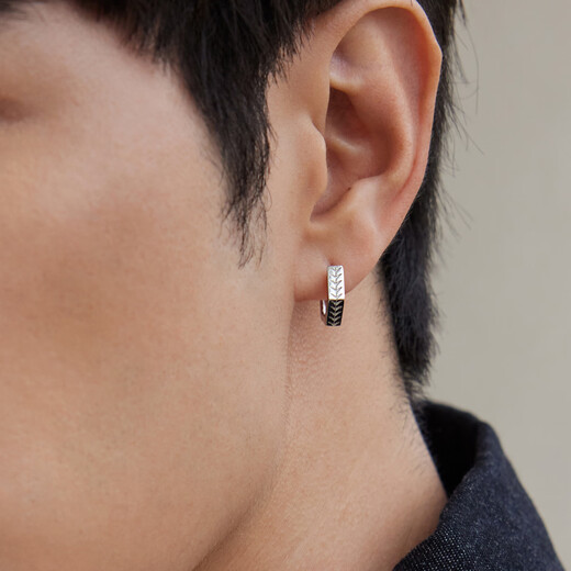 Lukfook Jewelry Platinum 950 Grass Pattern Platinum Earrings Men's (Single) Earrings Price Approximately 2.55g