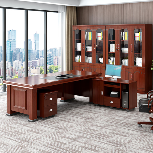 Executive desk desk boss desk president manager desk office desk simple modern high-end office furniture combination 2.2 meters desk + chair + 6-door bookcase
